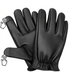 Black gloves with touch screen tips on a white background, featuring an American flag and 'Made in USA' text.