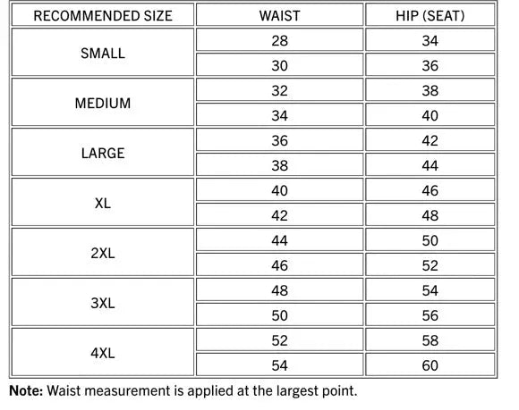 Size chart for the The Big Gib Premium Buffalo Leather Motorcycle Overalls with body measurements to help find your fit