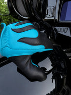 Spitfire Black Blue Flame Gloves in black deerskin made in USA, a motorcycle glove — view 3 of 4