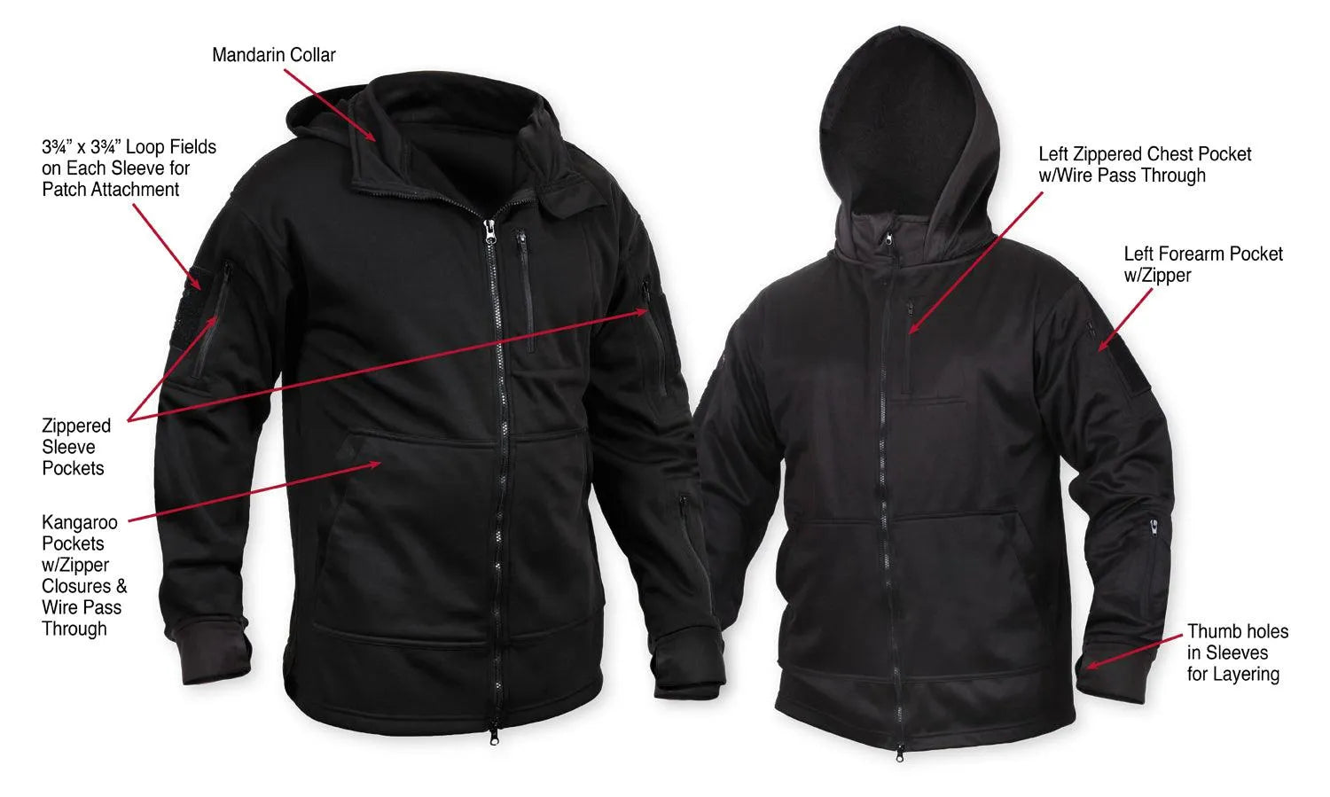Tactical Zip Up Hoodie | Men's Black Tactical Hoodie | Legendary USA