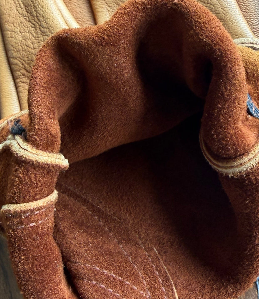 Tan Short Wrist Deerskin Gloves in brown deerskin made in USA, a motorcycle glove — view 4 of 6