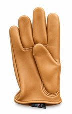 Tan Short Wrist Deerskin Gloves in brown deerskin made in USA, a motorcycle glove — view 3 of 6