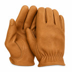 Tan Short Wrist Deerskin Gloves in brown deerskin made in USA, a motorcycle glove