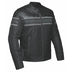 Front-facing view of Men's Unik leather motorcycle jacket, displayed flat for product detail