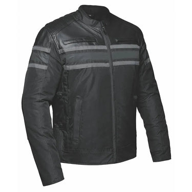 Front-facing view of Men's Unik leather motorcycle jacket, displayed flat for product detail