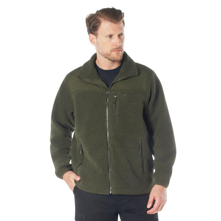 Trailsman Sherpa Fleece Jacket by Rothco (Black or Olive) - Legendary USA