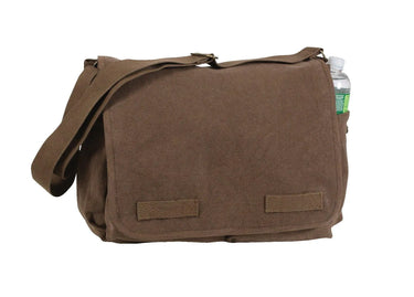 Detail view of Vintage Washed Canvas Messenger Bag by Rothco, showing detailed construction features