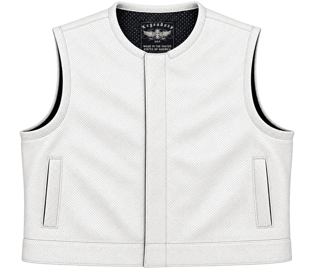 Legendary LowLife 'White Monster' Perforated Leather Club Vest