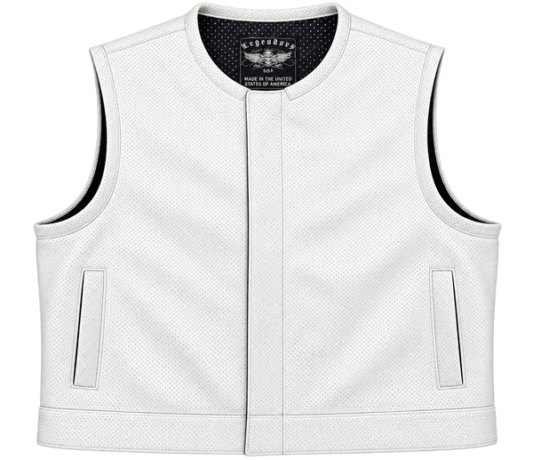 Legendary LowLife 'White Monster' Perforated Leather Club Vest
