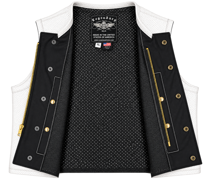 Legendary LowLife 'White Monster' Perforated Leather Club Vest