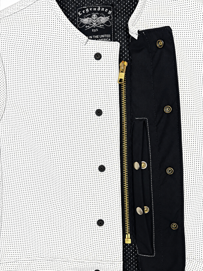 Legendary LowLife 'White Monster' Perforated Leather Club Vest