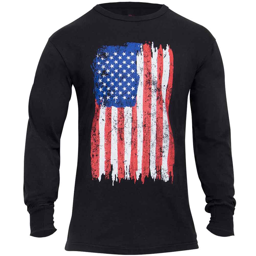 Rothco Mens Distressed US Flag Long Sleeve Shirt