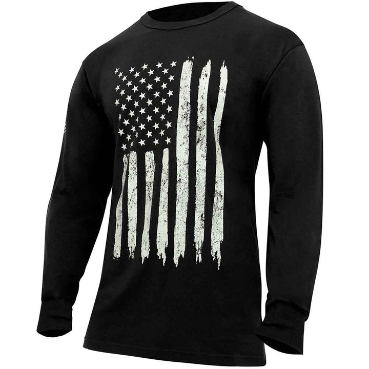 Rothco Mens Distressed US Flag Long Sleeve Shirt