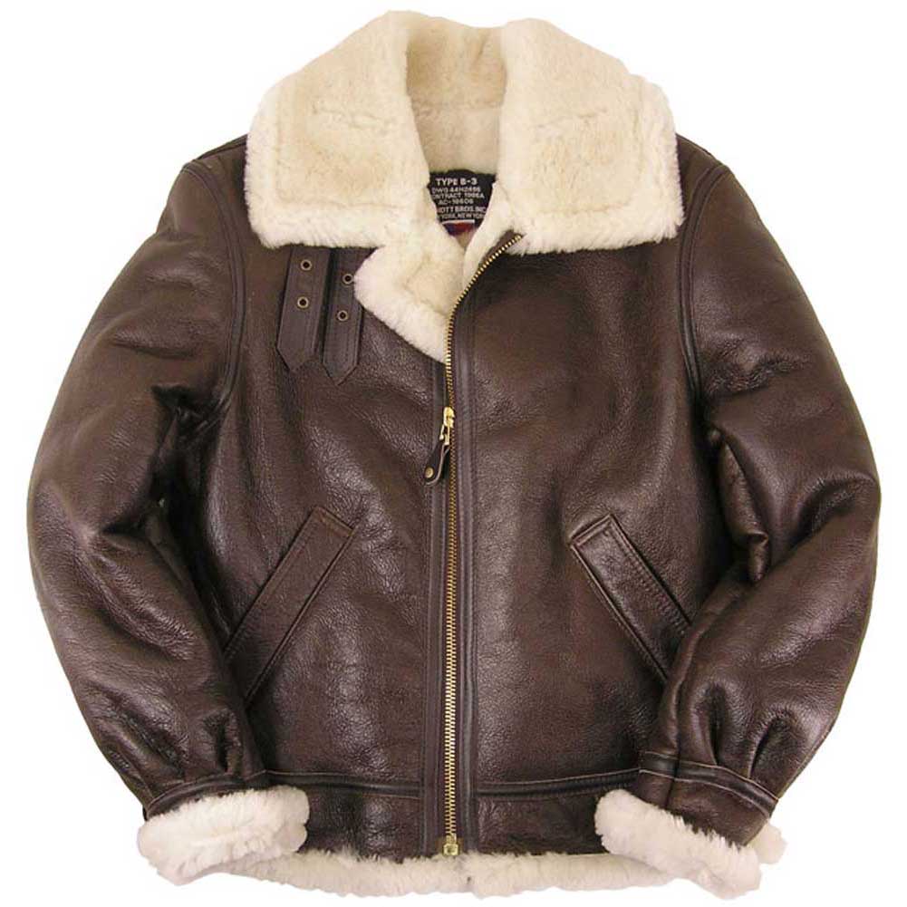 Schott NYC Classic B-3 Sheepskin Leather Bomber Jacket - Brown (257S) -  Men's Clothing, Traditional Natural shouldered clothing, preppy apparel