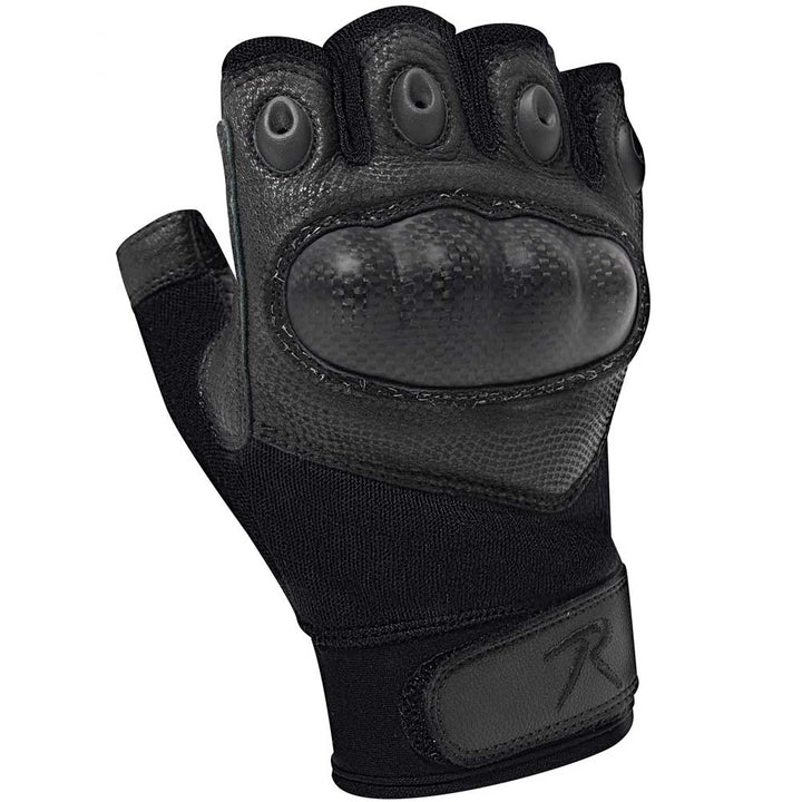 Rothco Fingerless Cut and Fire Resistant Carbon Hard Knuckle Gloves - Black