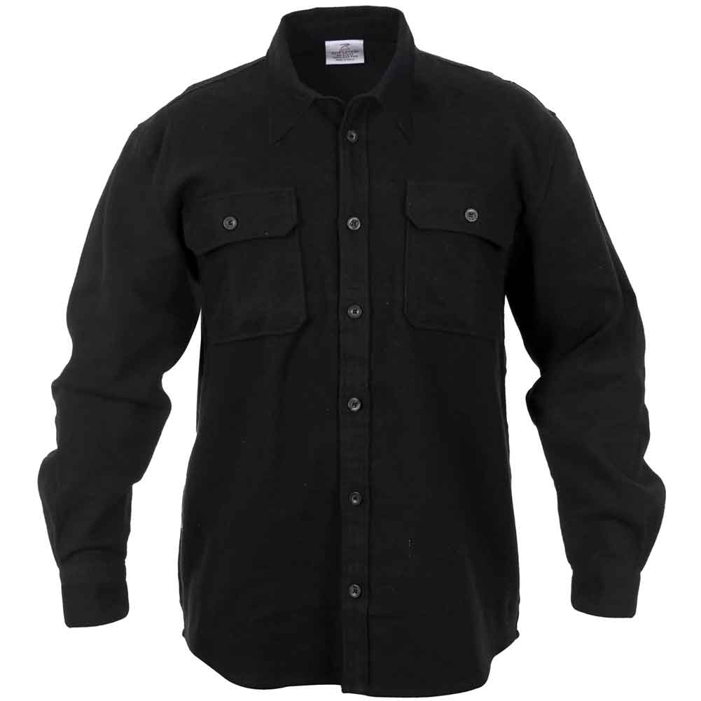 Rothco Mens Heavyweight Flannel Shirt Black & Olive -  Final Sale Ships Same Day