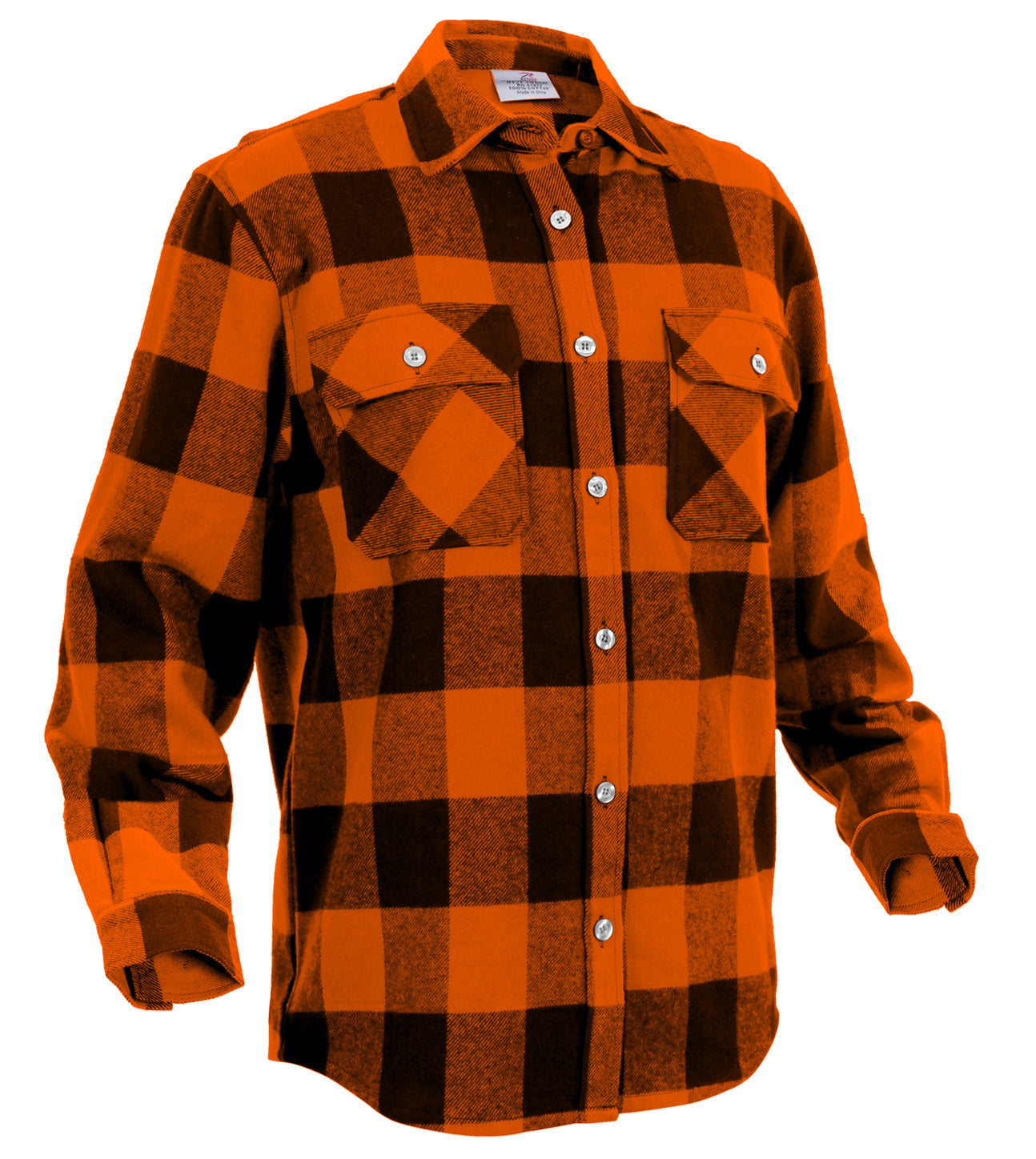 Rothco - Extra Heavyweight Buffalo Plaid Orange Flannel Shirt