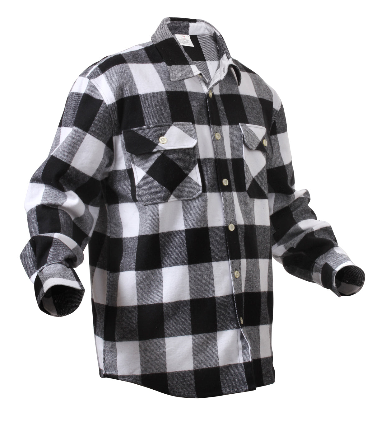 Men's Flannel Shirt in Black & White Buffalo Check - Thursday