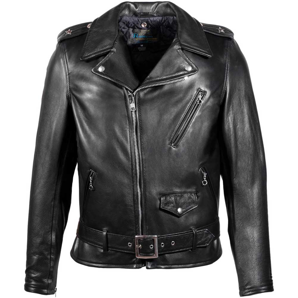 Schott NYC Mens 519 Perfecto Waxy Cowhide Motorcycle Jacket - Black