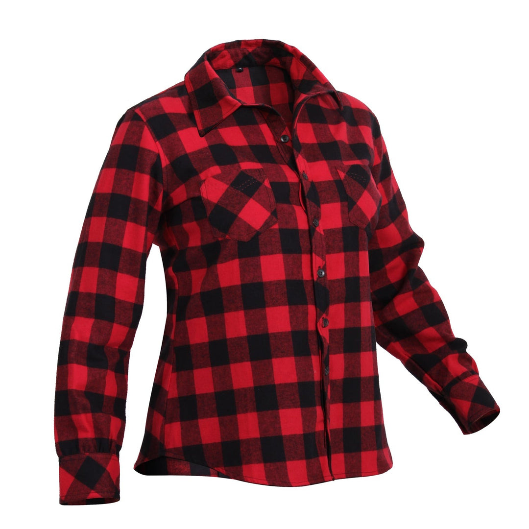 Womens Rugged Plaid Flannel Motorcycle Shirt