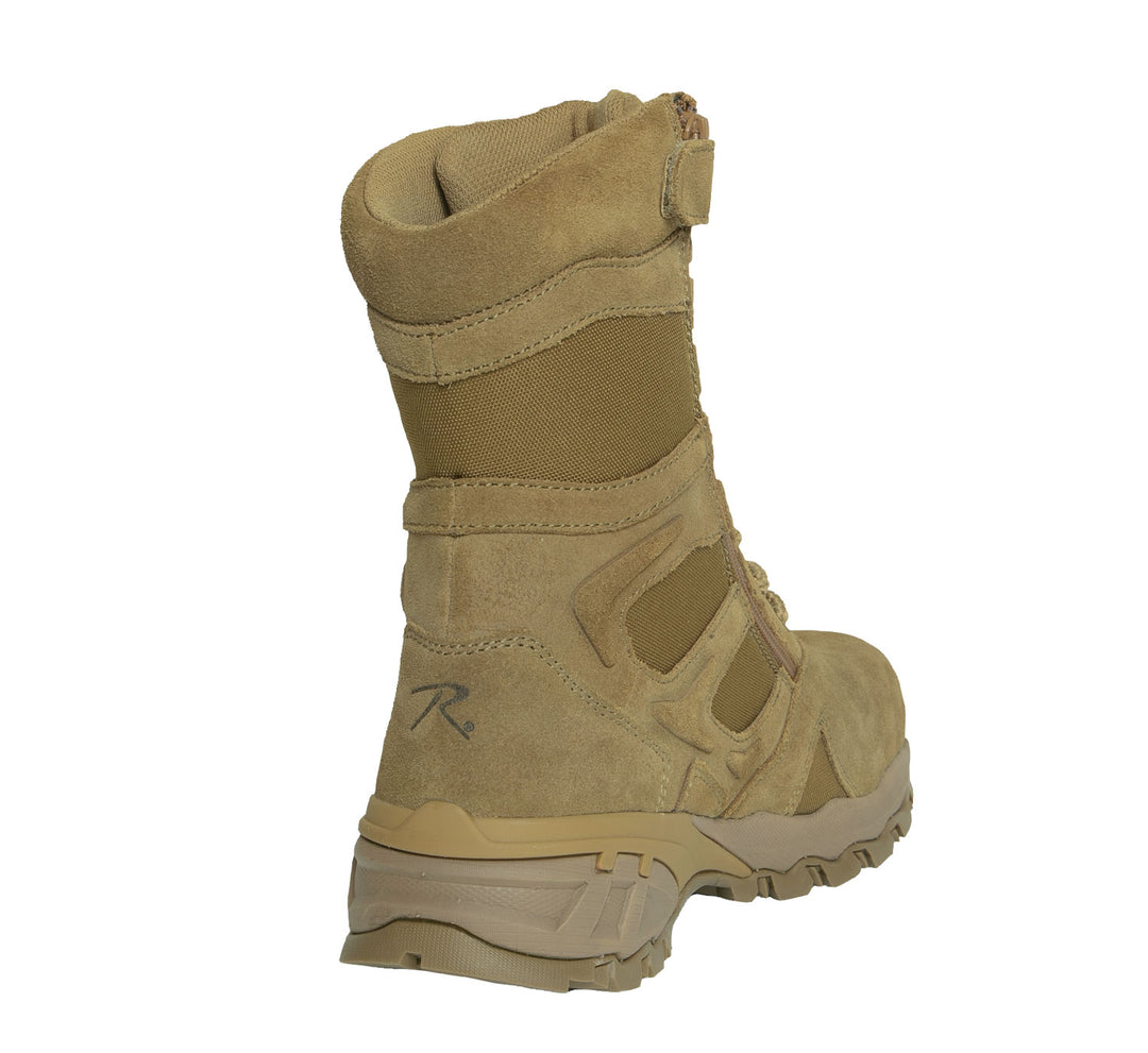 Rothco Forced Entry Composite Toe AR 670-1 Coyote Brown Side Zip Tactical Boot - 8 Inch