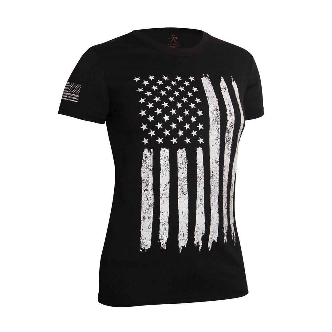 Womens Distressed US Flag Long T-Shirt by Rothco