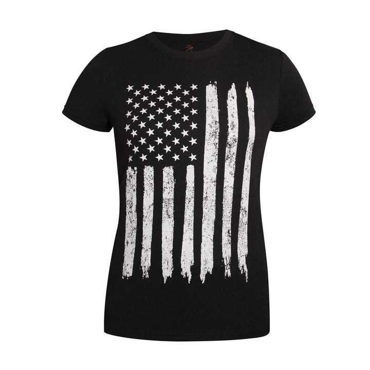 Womens Distressed US Flag Long T-Shirt by Rothco