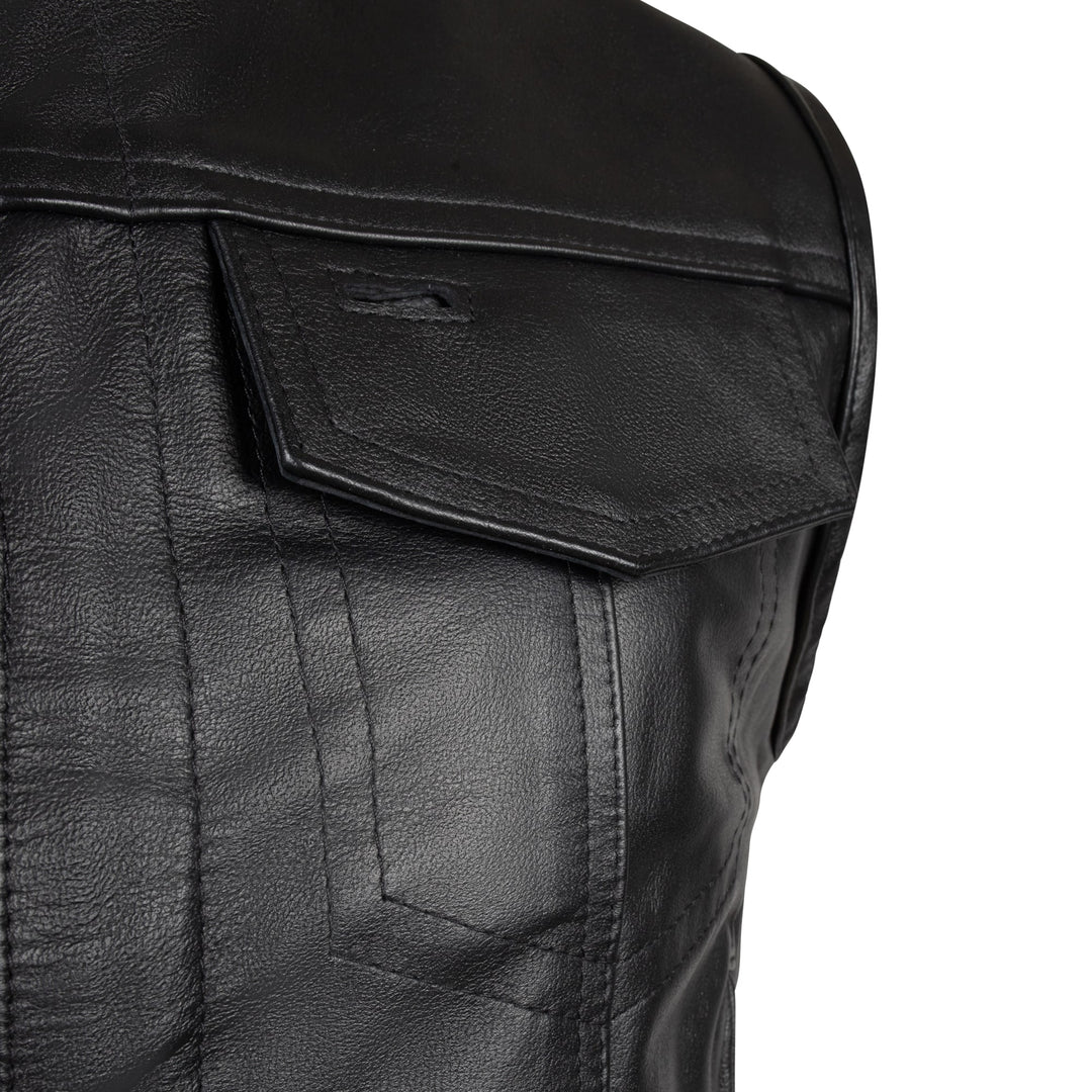 BECK™ Mens 566 Horsehide Leather Motorcycle Vest (Black)