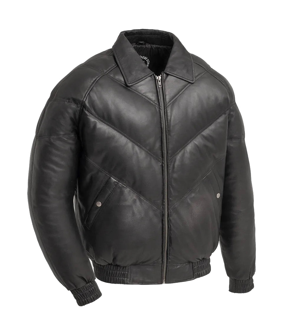 Ezra Mens Puffer Leather Jacket by Whet Blu