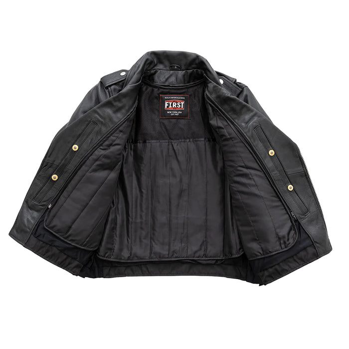 Popstar Women's Motorcycle Leather Jacket by First MFG.