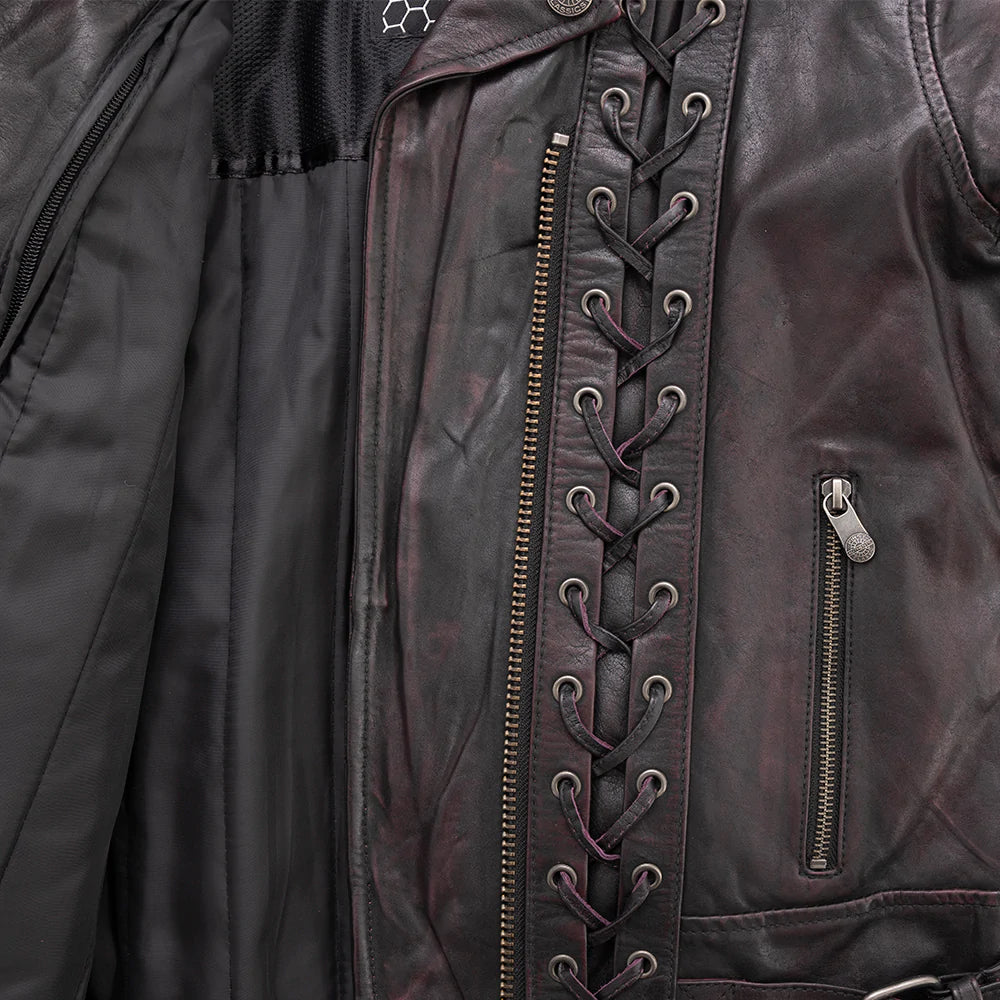 Wildside Women's Motorcycle Leather Jacket by First MFG