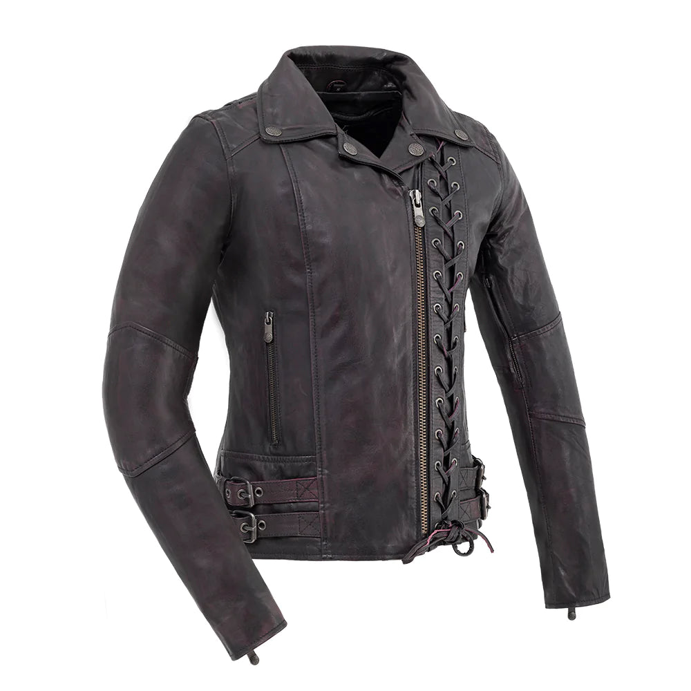 Wildside Women's Motorcycle Leather Jacket by First MFG