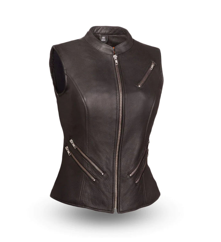 Fairmont Women's Motorcycle Leather Vest by First MFG