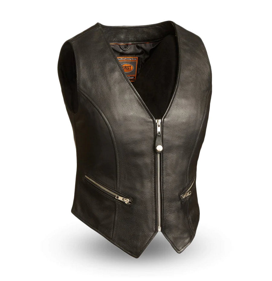 Montana Women's Motorcycle Leather Vest by First MFG
