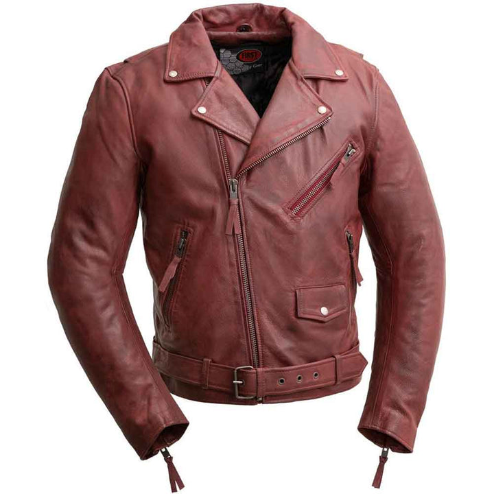 First Mfg Mens Fillmore Leather Motorcycle Jacket