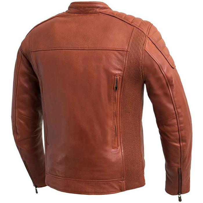 First Mfg Mens Crusader Vented Leather Motorcycle Jacket
