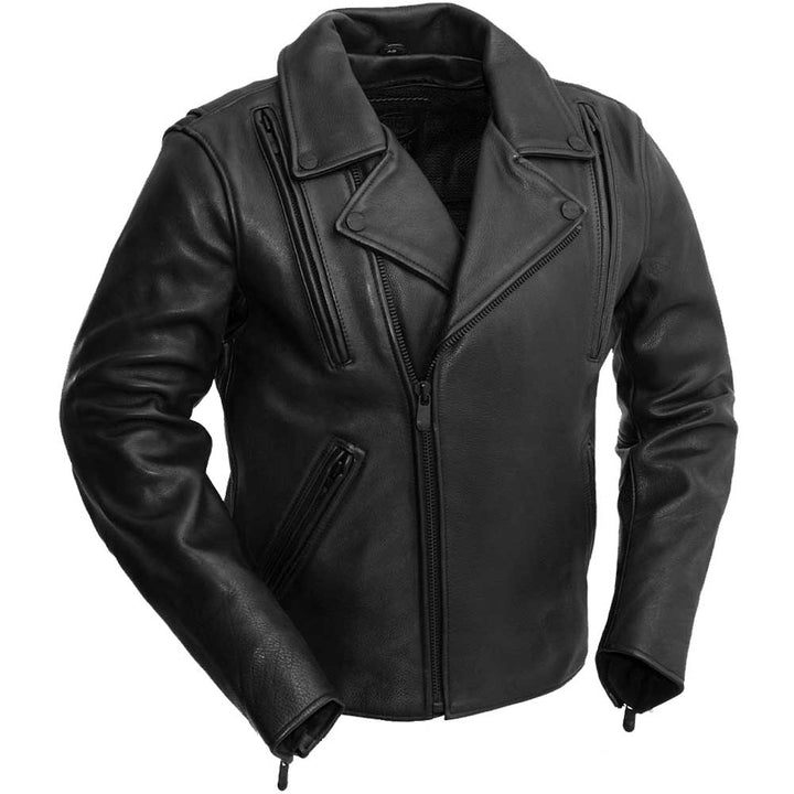 First Mfg Mens Night Rider Vented Leather Motorcycle Jacket