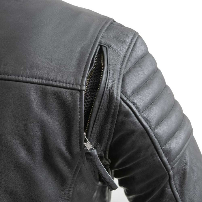 First Mfg Mens Commuter Vented Leather Motorcycle Jacket