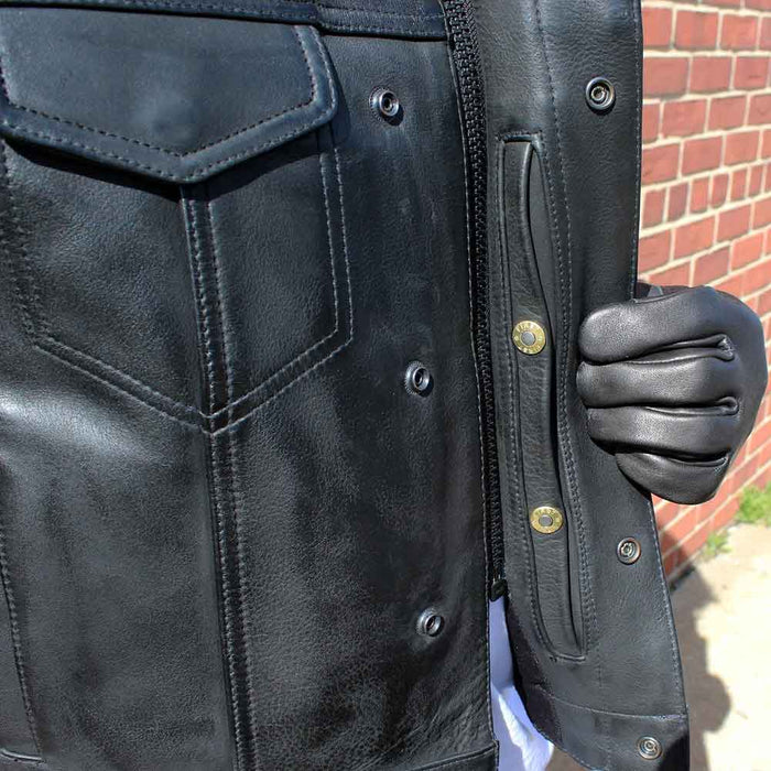 First Mfg Mens Lowside Cropped Concealment Leather Vest