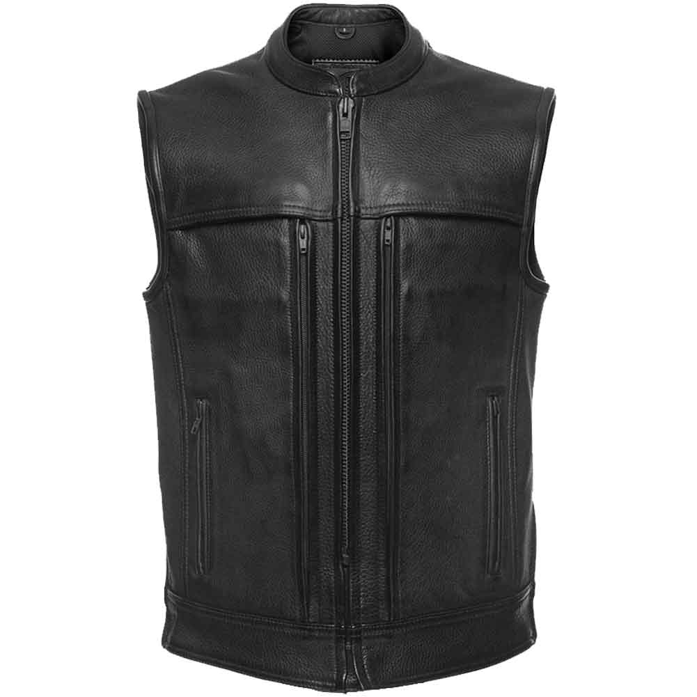 First Mfg Mens Rampage Zippered Concealment Leather Vest
