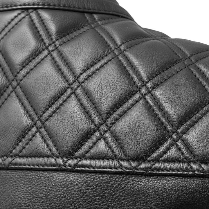 First Mfg Mens Upside Diamond Quilt Cropped Leather Vest