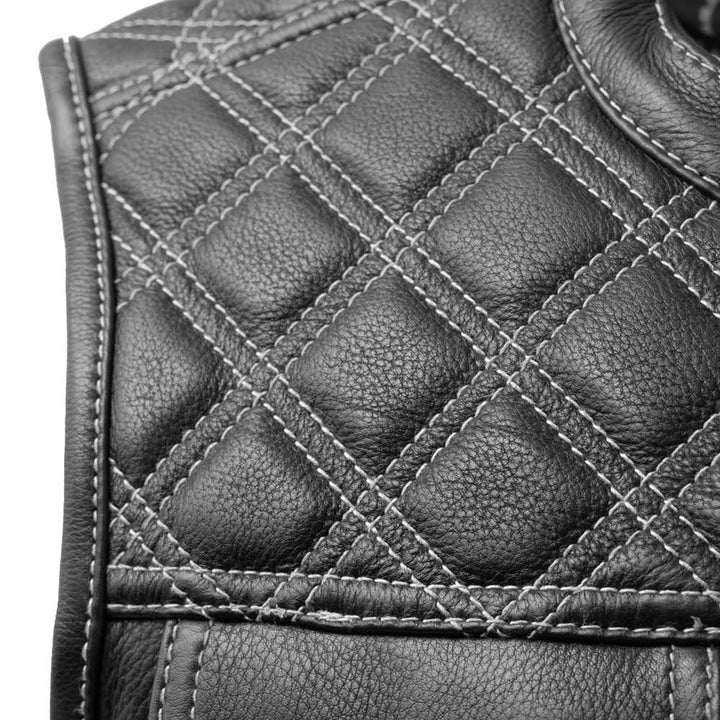 First Mfg Mens Downside Diamond Quilt Leather Vest