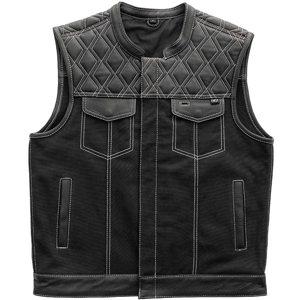 First Mfg Mens Hunt Club Diamond Quilt Leather Vest