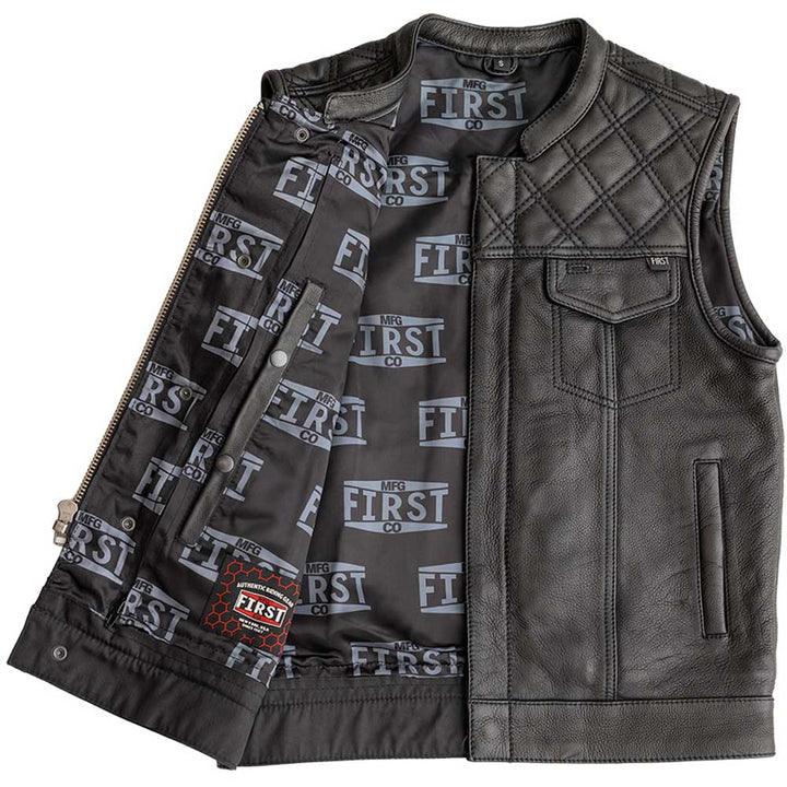 First Mfg Mens Signature Diamond Quilt Leather Vest