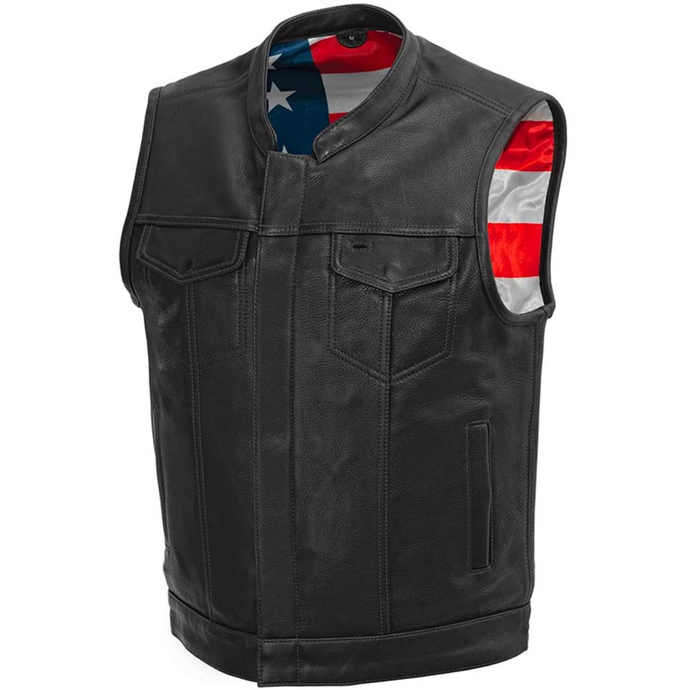 First Mfg Mens Born Free Concealment Leather Vest