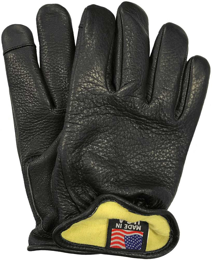 Legendary Mens Deerskin Aramid Lined Short Wrist Touchscreen Gloves