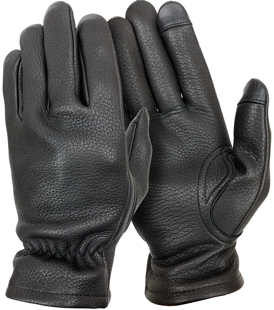 Men's FINGERLESS Leather Gloves BLACK Deerskin Leather -  Israel
