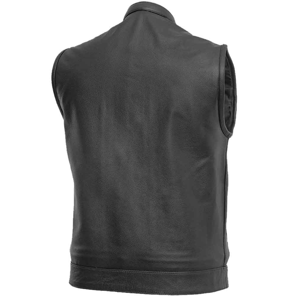 First Mfg Mens Blaster Leather Vest with Collar