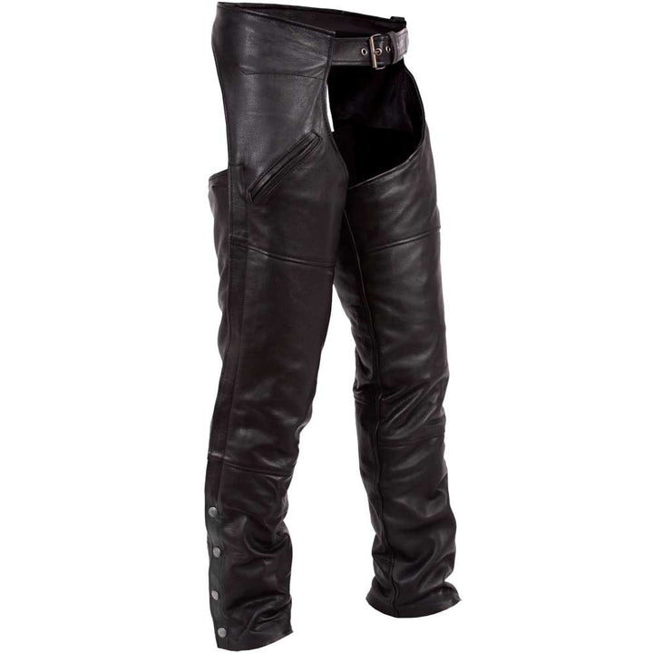 Mens Nomad Leather Motorcycle Chaps by First Mfg