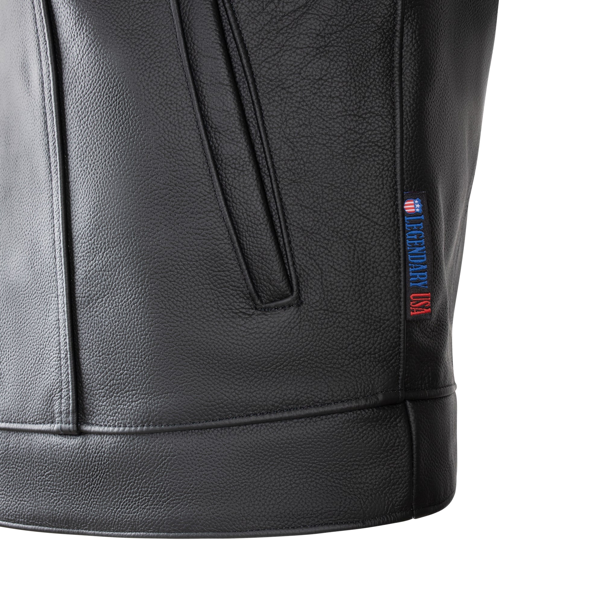 Diamond Plate Genuine Buffalo Leather Biker Vest with 42 Patches, Men's, Size: XL, Black